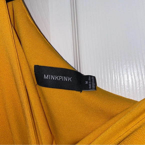 MINKPINK Mustard Yellow Ruffle One Shoulder Mini Dress - Medium - Picture 4 of 9